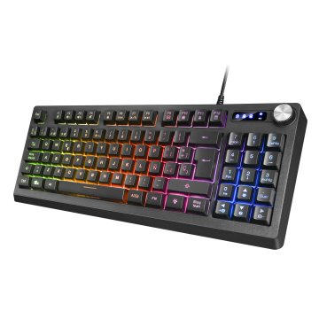 Teclado H-mecanico Compacto Tkl Mars Gaming Mkrevo Color Negro Con Pad Numerico Y Rueda scroll Multi