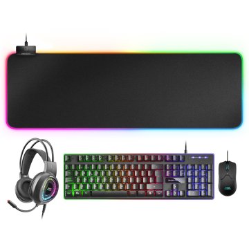 Pack Teclado Mouse Headset Y Alfombrilla Mars Gaming Mcpex Rgb Serie Profesional