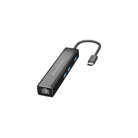 Adaptador Usb-c A Gigabit Ethernet Rj45 Conceptronic Con Hub Usb 3.0 3 Puertos
