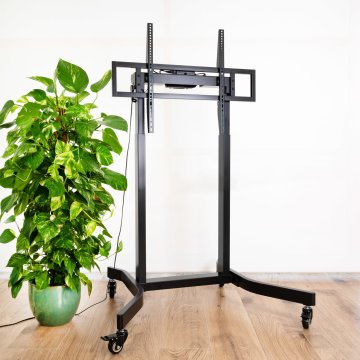 Soporte De Suelo Con Ruedas Tooq Fsm02-b Para Pantallas De 55"-100" Negro Regulacion Electrica De Al 2