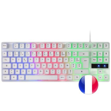 Teclado Mars Gaming Mk02 White Idioma Frances Tamaño Compacto Tkl Switch Hibrido H-mech Iluminacion