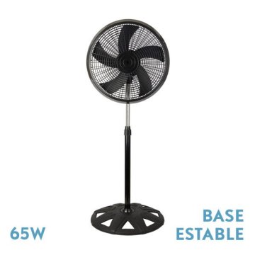 Ventilador De Pie Agudo Negro 3 Velocidades 65w 5 Aspas... 2