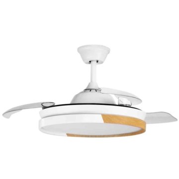 Ventilador Emperador 72w Blanco/haya 3 Aspas Desplegables...