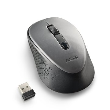 Mouse Ngs Dew Gray Optico Inalambrico De 2,4ghz Con Nano Receptor 2