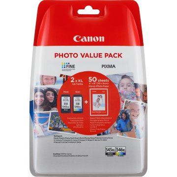 Cartucho Canon Pixma Mg2450 mg2550 Bundle 2 Cartuchos Pg545 Negro+cl546 Xl Color + 50 Hojas Foto 10x15