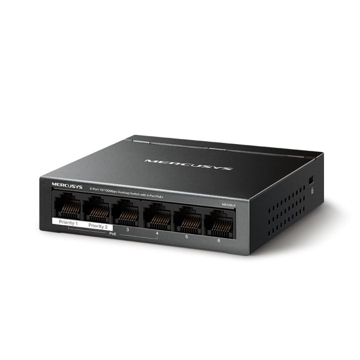 Switch Poe+ No Gestionable Mercusys Ms106lp 6p 10 100 Con 4p Poe+ 30w Ethernet Mini Desktop