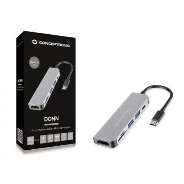 Docking Usb-c Conceptronic Donn02 A 1xhdmi 1xusb-c Pd 60w 2xusb-a 3,0 1xlector Sd 1xlector Microsd 2