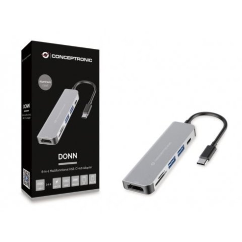 Docking Usb-c Conceptronic Donn02 A 1xhdmi 1xusb-c Pd 60w 2xusb-a 3,0 1xlector Sd 1xlector Microsd