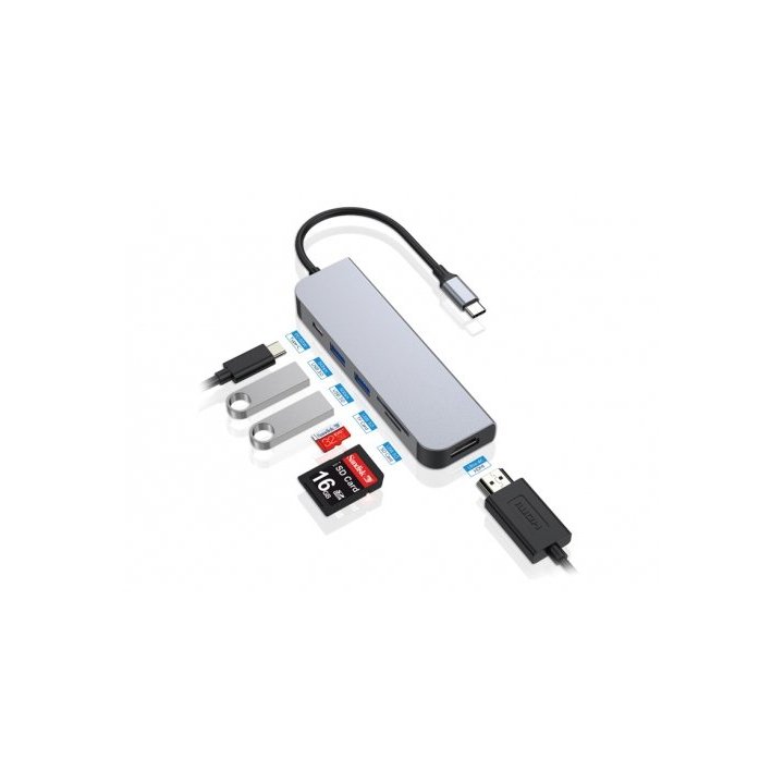 Docking Usb-c Conceptronic Donn02 A 1xhdmi 1xusb-c Pd 60w 2xusb-a 3,0 1xlector Sd 1xlector Microsd