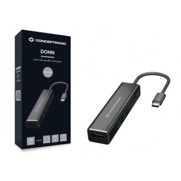 Hub 3.1 Usb-c Conceptronic Donn08 3 Puertos Usb 3.0 Y Lector Tarjetas Sd   Microsd 2