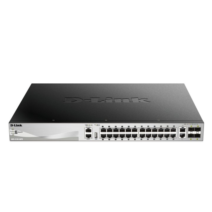Switch Gestionable L3 D-link Stackable Dgs-3130-30ps si 24p Poe (370w) Giga + 2p 10g + 4p 10g Sfp+