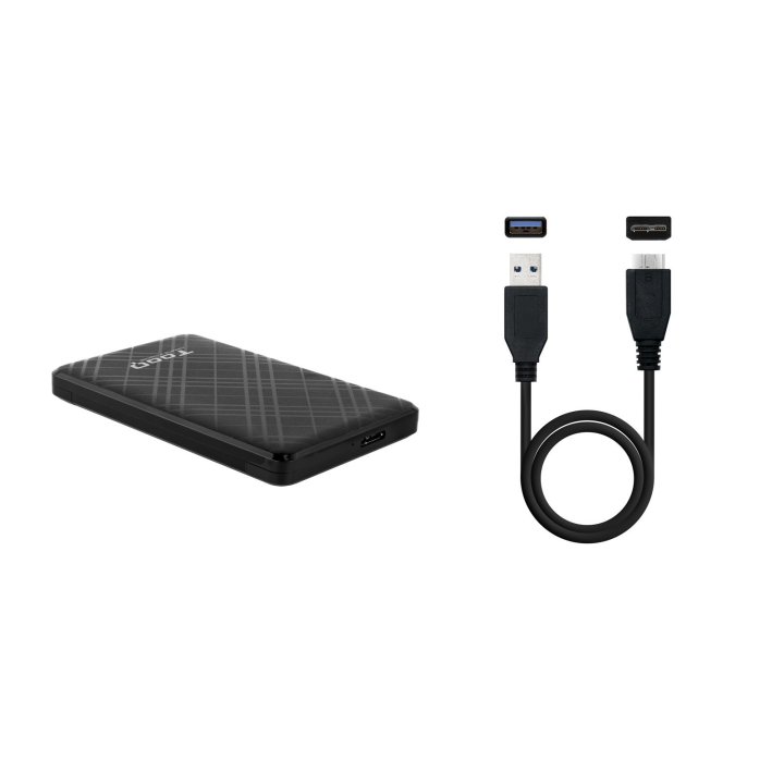Caja Externa 2.5" Usb 3.0 Tooq Tqe-2500b Negro Para Hd ssd De Hasta 9.5mm Sata Usb 3.0 3.1 Sin Tornillos