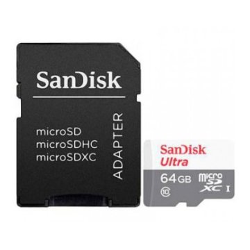 Memoria Sd Micro 64gb Sandisk Ultra® Microsdxc + Sd Adapter 100mb s Class 10 Uhs-i Sdsqunr-064g-gn3ma