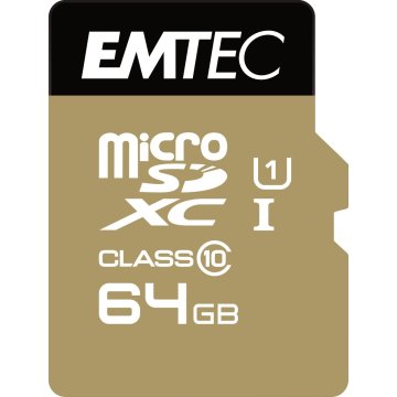 Memoria Sd Micro 64gb Emtec Elite Gold 85mb s Sd + Adapter Class 10 Uhs1 U1 Ecmsdm64gxc10gp