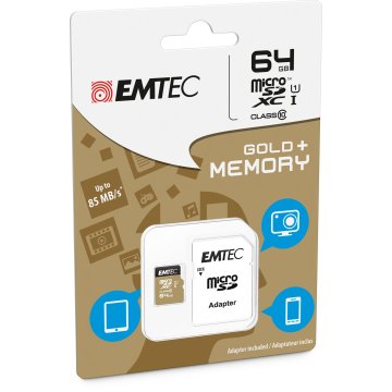 Memoria Sd Micro 64gb Emtec Elite Gold 85mb s Sd + Adapter Class 10 Uhs1 U1 Ecmsdm64gxc10gp 2