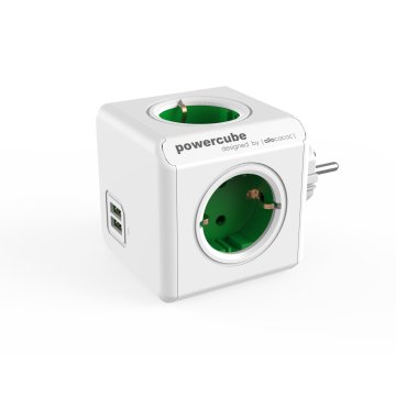 Powercube Original  2 Usb 5 Tomas De Corriente.  Regleta Color White green