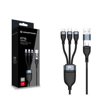 Cable Usb 3in1 2m Conceptronic Pd 3.0 60w 20v 3a  480mbps E-mark 2