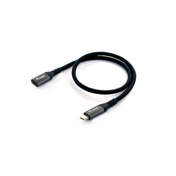 Cable Alargo Usb-c Macho Usb-c Hembra Usb 3.2 Gen 2 0,5m Transferencia 10g 4k  Carcasa Aluminio Algodon Trenzado Negro