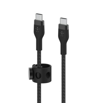 Cable Belkin Cab011bt1mbk Usb-c A Usb-c Boost Charge 1m Silicona Trenzado Negro Cierre Magnetico 2