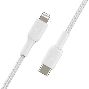 Cable Belkin Caa004bt1mwh Usb-c A Lightning Trenzado Boost Charge 1m Color Blanco 2
