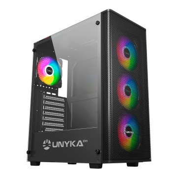 Caja Atx Semitorre Gaming Unykach Atx Uk 511303 Color Negro Panel Lateral Cristal Templado 4 Vent Argb 120mm 2xusb 3.0 2