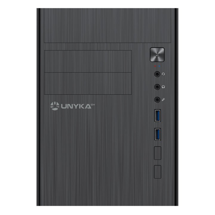 Caja Micro Atx Unyka Aero C12 V1 Uk521116 Negra Con 2 Bahias De 5,25" 2x3.5" 2xusb 3.0 Lector De Tarjetas Audio