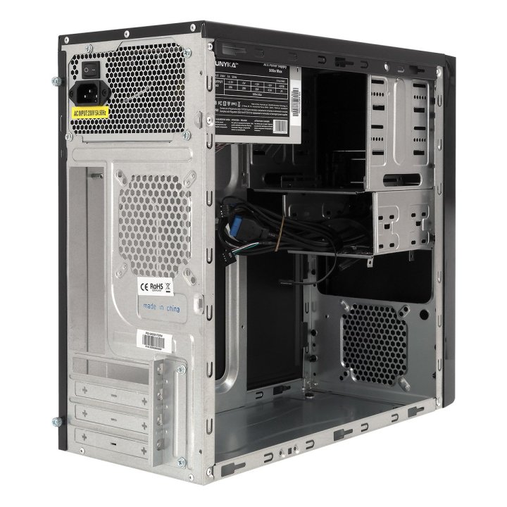 Caja Microatx Slim Unyka Matx Dark Shadow Caja Negra Con 2 Bahías De 5.1 4 Con Fuente De Alimentacion De 500w Apta Para Repar