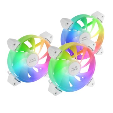 Kit 3xventilador Interno Argb Mars Gaming Mf-3a Kit Blanco 12x12cm Argb Rainbow 2