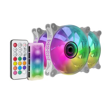 Kit 3xventilador Interno Argb Mars Gaming Mf-3d Kit White 12x12cm Argb Efecto Espejo Infinito