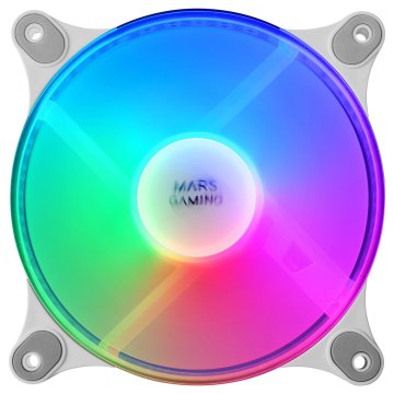Kit 2xventilador Interno Frgb Mars Gaming Mf-duo White 12x12cm Ultrasilenciosos 15db Iluminacion Frgb Rainbow 360º Doble Cone 2