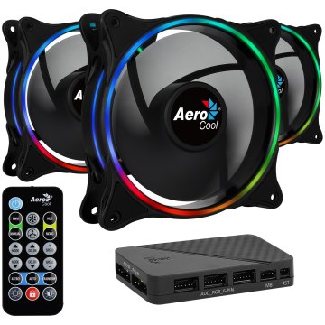 Pack 3xventiladores + Hub H66f Y Control Remoto Aerocool Eclipse Argb 120mm Anillo Led Dual Conexion 3.4 Y 6pin