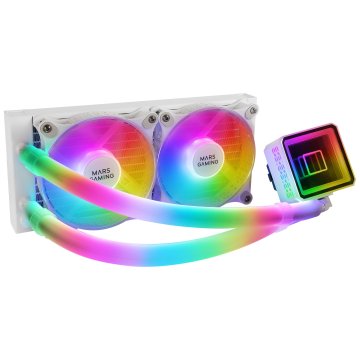 Sistema De Refrigeracion Liquida Mars Gaming Ml-ultra240 White 2x12cm Iluminacion Argb (adressable) Tpd 500w Para Procesadore
