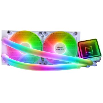 Sistema De Refrigeracion Liquida Mars Gaming Ml-ultra240 White 2x12cm Iluminacion Argb (adressable) Tpd 500w Para Procesadore 2