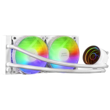 Sistema De Refrigeracion Liquida Mars Gaming Ml-one240 White 2x (12x12) Iluminacion Frgb Tpd 400w Para Procesadores Intel Y A