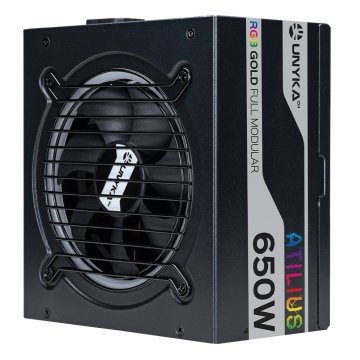 Fuente De Alimentación Unyka Atilius Rgb Atx 650w Black Cableado Modular Apfc Activo Eficiencia Energetica 90% Ventilador Rgb 2