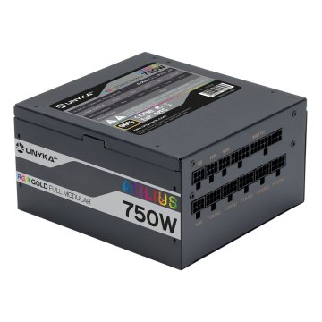 Fuente De Alimentación Unyka Atilius Rgb Atx 750w Black Cableado Modular Pfc Activo Eficiencia Energetica 90% Ventilador Rgb  2