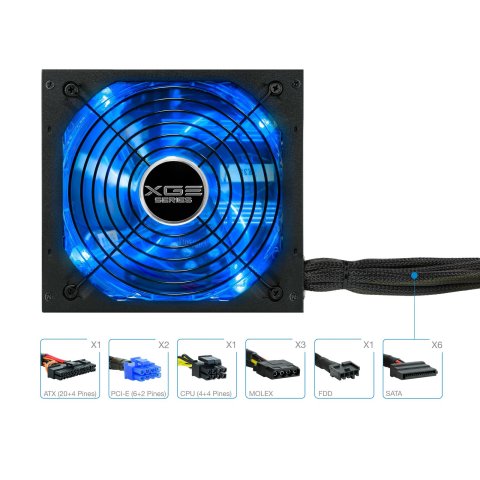 Fuente De Alimentacion Gaming Tooq 800w 80+ Bronze Atx12v V2.31 Apfc 82+ Led On off