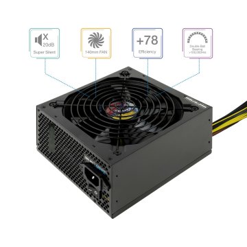 Fuente De Alimentación Tooq Tqapolo-650sp Atx Con Pfc Activo 5 Sata 3 Molex , Negro Destinada Para Reparaciones 2