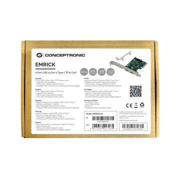 Controladora Pcie Conceptronic Emrick07g Pcie X4 2 Puertos Usb 3.2 Gen2 (2xusb-c) 2