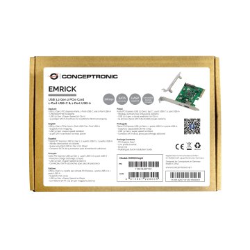 Controladora Pcie Conceptronic Emrick09g Pcie X4 2 Puertos Usb 3.2 Gen2 ( Usb-c,usb-a) 2