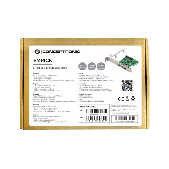 Controladora Pcie Conceptronic Emrick06g Pcie X1 2 Puertos Usb 3.0