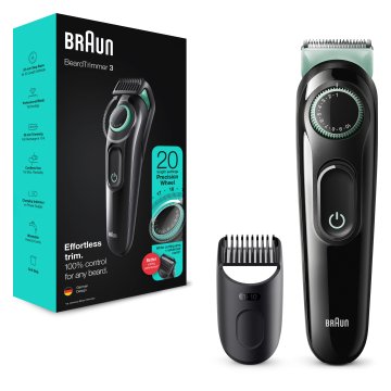 Recortadora De Barba Braun Bt3323 20 Ajustes Corte 0.5 - 1cm Color Negro Verde Bateria 50min