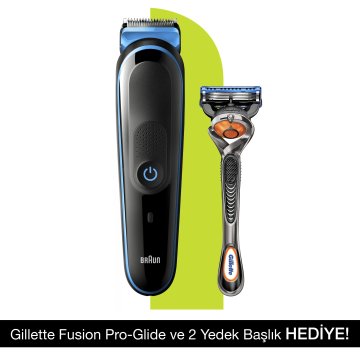 Recortadora   Afeitadora Braun Mgk5245 Para Barba Y Cabello Negro Recargable + Cuchilla Gillette 5 Accesorios