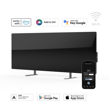 Radiador - Calefactor Aeno Eco Smart Premium Control Temperatura Desde El Movil "diseño Vidrio Templado, Color Negro"