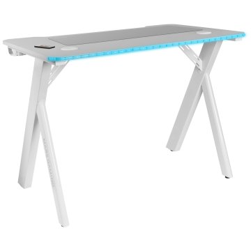 Mesa Mars Gaming Mgd Rgb Blanca Chasis Acero Tablero 100x60cm Altura 74cm Iluminacion Rgb