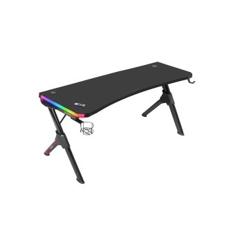 Mesa Mars Gaming Mgd Rgb 140 Black Chasis De Acero Tablero 140x60cm Altura 75cm Alfombrilla Nanotextil Con Guias Y Soportes