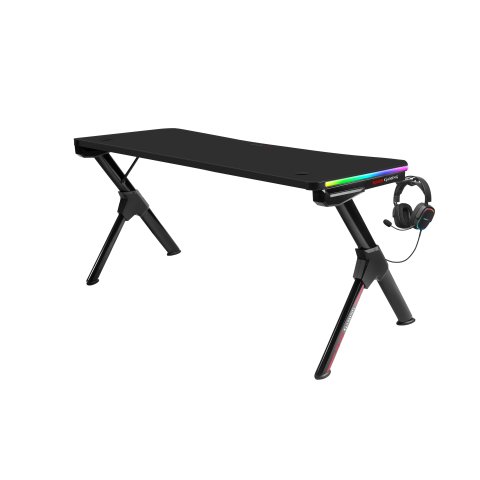 Mesa Mars Gaming Mgd Rgb 140 Black Chasis De Acero Tablero 140x60cm Altura 75cm Alfombrilla Nanotextil Con Guias Y Soportes