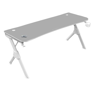 Mesa Mars Gaming Mgd Xl White Chasis De Acero Tablero 160x60cm Altura 74cm Con Diseño De Fibra De Carbono Con Guias Y Soporte
