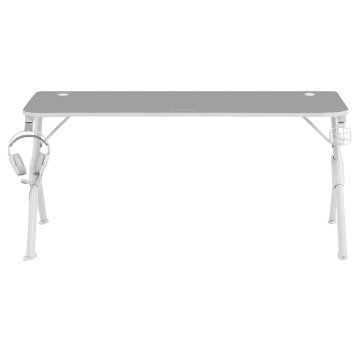 Mesa Mars Gaming Mgd Xl White Chasis De Acero Tablero 160x60cm Altura 74cm Con Diseño De Fibra De Carbono Con Guias Y Soporte 2