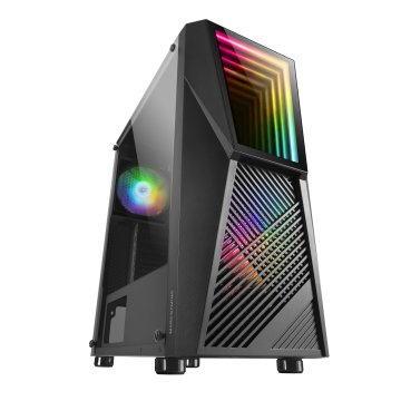 Caja Atx Semitorre Gaming Mars Gaming Mc777 Black Frontal Con Espejo Infintio Argb 2xventiladores 120mm Chroma Sin Fuente De